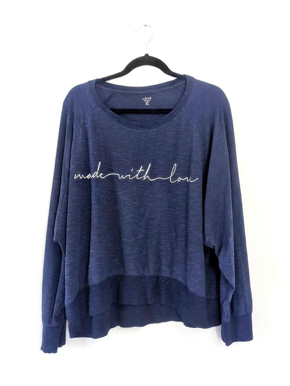 Gap Graphic Pullover Sweatshirt Made With Love Military Blue Size XL